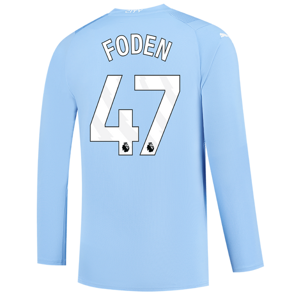 FODEN #47 Manchester City 23/24 Men's Home Long Sleeve Shirt - PL Font