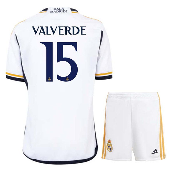 VALVERDE #15 Real Madrid 23/24 Kid's Home Shirt and Shorts