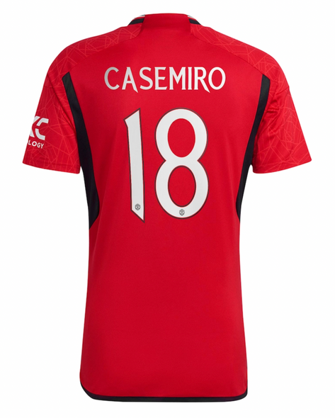 CASEMIRO #18 Manchester United 23/24 Stadium Men's Home Shirt - Man United Font