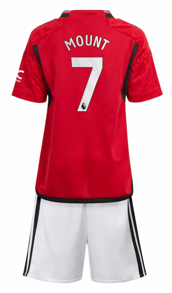 MOUNT #7 Manchester United 23/24 Kid's Home Shirt and Shorts - PL Font