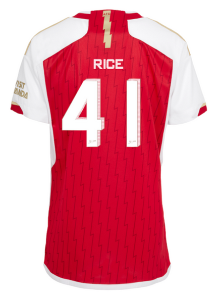 RICE #41 Arsenal 23/24 Women's Home Shirt - Arsenal Font