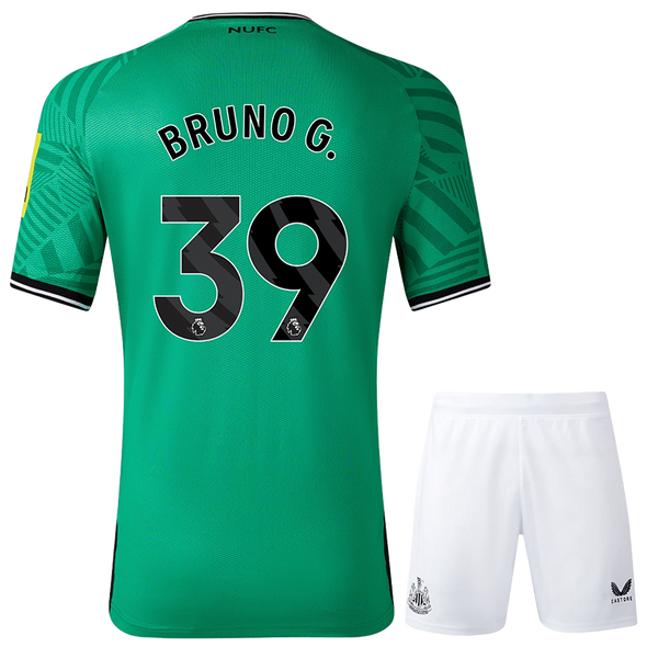 BRUNO G. #39 Newcastle United 23/24 Kid's Away Shirt and Shorts - PL Font