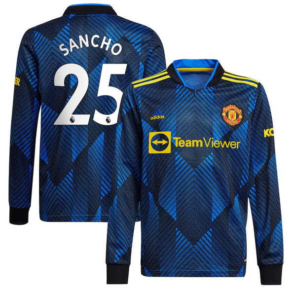 Adidas Mens SANCHO #25 Mens 21/22 Long Sleeve Manchester United ThirdJersey
