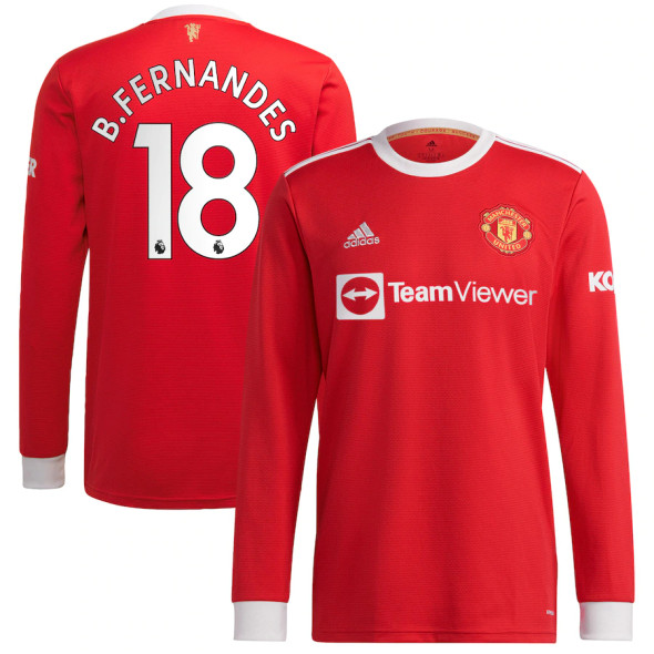 B.FERNANDES #18 Men's 21/22 Long Sleeve Stadium Manchester United Home Shirt