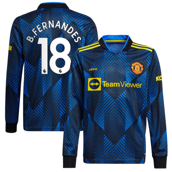 B.FERNANDES #18 Men's 21/22 Long Sleeve Stadium Manchester United Third Shirt