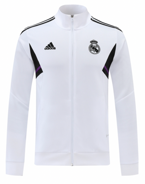 Real Madrid 22/23 Men's White Long Zip Jacket