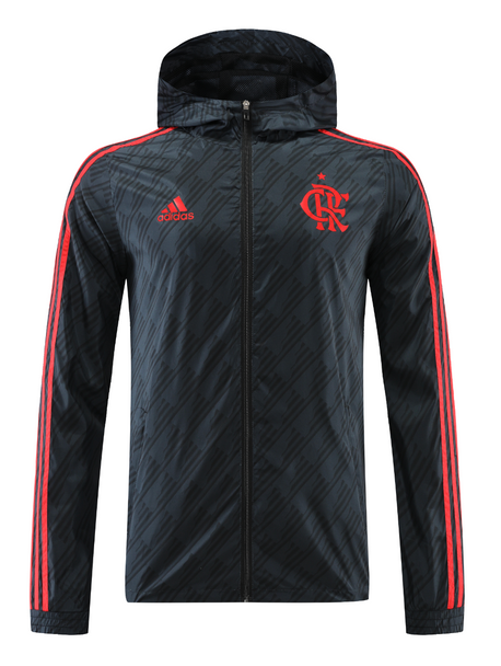 Flamengo 22/23 Men's Black-Red Long Zip Windbreaker