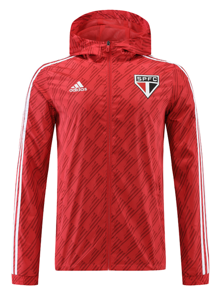 São Paulo 22/23 Men's Red Long Zip Windbreaker