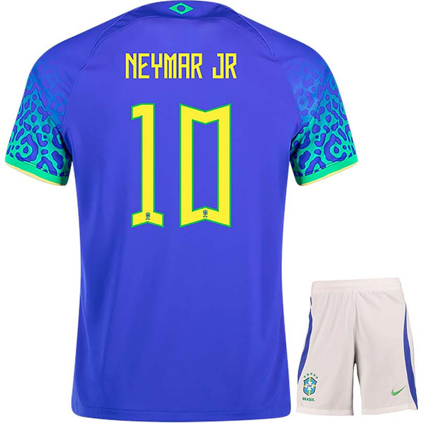 NEYMAR JR #10 Brazil 22/23 Kid's Away Shirt and Shorts