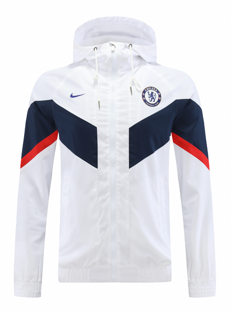 Chelsea 22/23 Men's White-Blue Long Zip Windbreaker