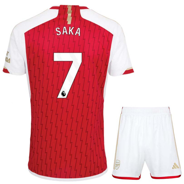 SAKA #7 Arsenal 23/24 Kid's Home Shirt and Shorts - PL Font