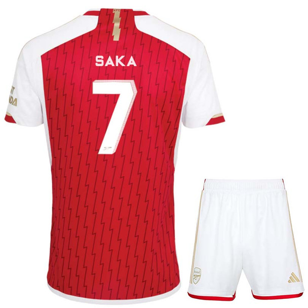 SAKA #7 Arsenal 23/24 Kid's Home Shirt and Shorts - Arsenal Font