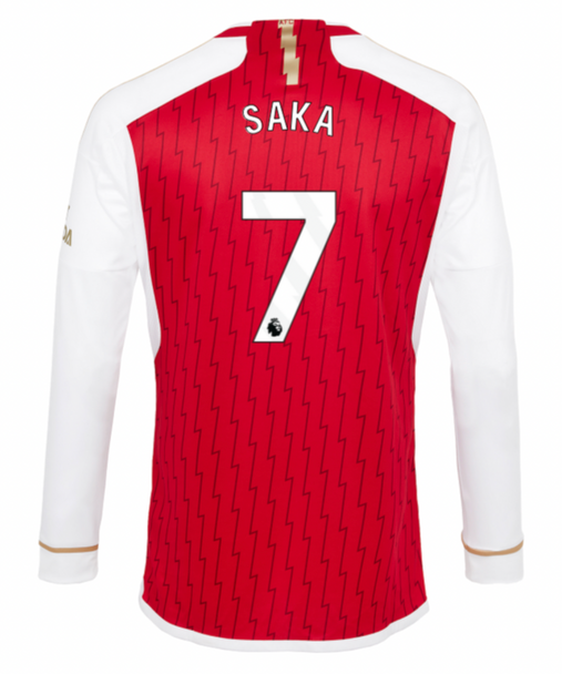 SAKA #7 Arsenal 23/24 Men's Home Long Sleeve Shirt - PL Font