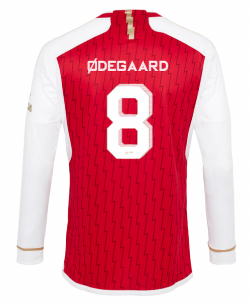 ØDEGAARD #8 Arsenal 23/24 Men's Home Long Sleeve Shirt - Arsenal Font