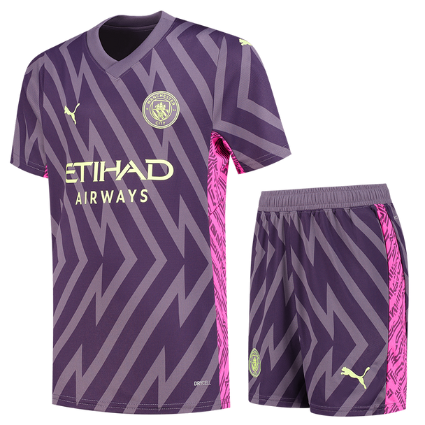 Manchester City 23/24 Kid's Purple Goalkeeper Shirt and Shorts