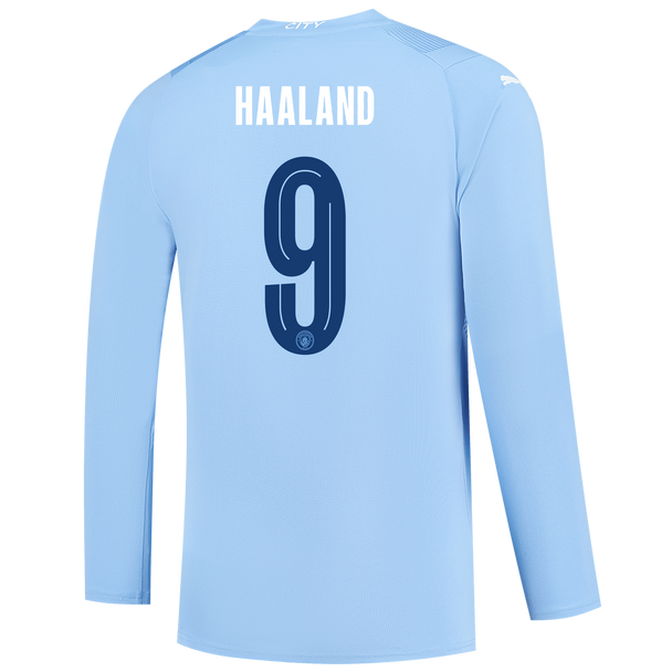 HAALAND #9 Manchester City 23/24 Men's Home Long Sleeve Shirt - Man City Font