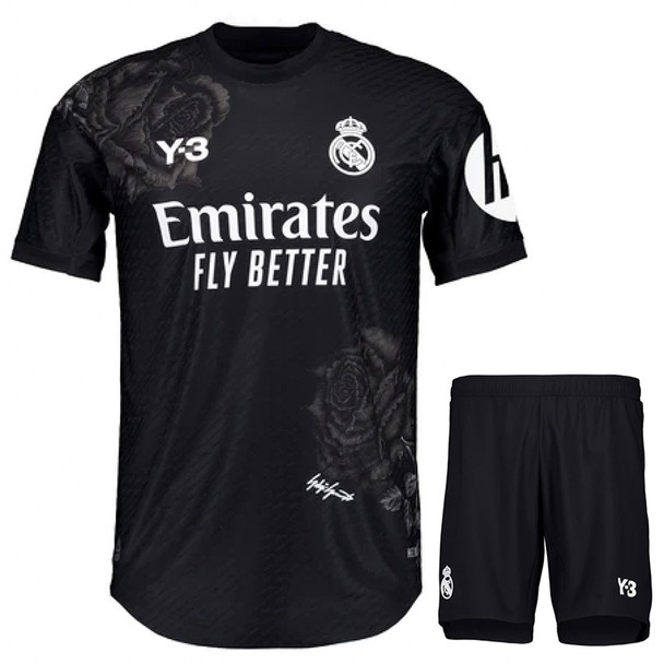 Real Madrid Y-3 23/24 Kid's Goalkeeper Black Shirt and Shorts