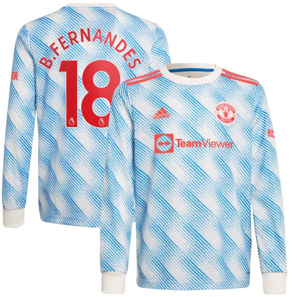 B.FERNANDES #18 Men's 21/22 Long Sleeve Stadium Manchester United Away Shirt