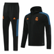 Real Madrid 21/22 Men's Black-Black Long Zip Hoodie Tracksuit