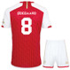 ØDEGAARD #8 Arsenal 23/24 Kid's Home Shirt and Shorts - Arsenal Font