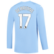 DE BRUYNE #17 Manchester City 23/24 Men's Home Long Sleeve Shirt - PL Font