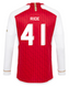 RICE #41 Arsenal 23/24 Men's Home Long Sleeve Shirt - Arsenal Font