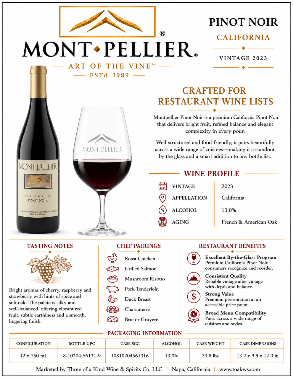 Montpellier Pinot Noir tech sheet
