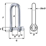 Wichard Captive Pin Long D Shackle - Diameter 5mm - 3\/16"