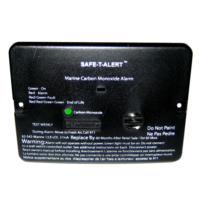 Safe-T-Alert 62 Series Carbon Monoxide Alarm - 12V - 62-542-Marine - Flush Mount - Black Safe-T-Alert 67.99 Explore Gear