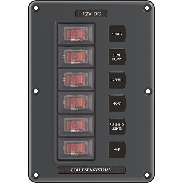 Blue Sea 4322 Circuit Breaker Switch Panel 6 Position - Gray Blue Sea Systems 51.99 Explore Gear
