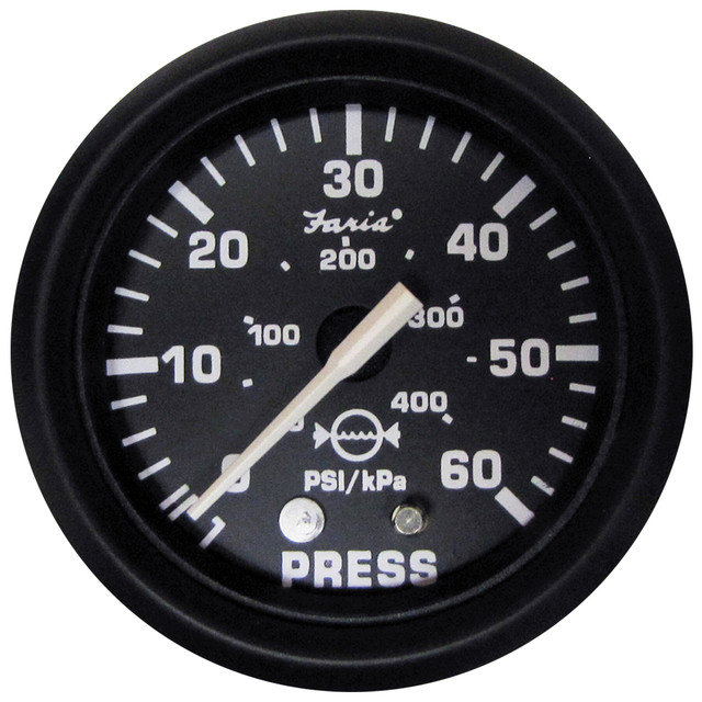 Faria Euro Black 2" Water Pressure Gauge (60 PSI) Faria Beede Instruments 76.99 Explore Gear