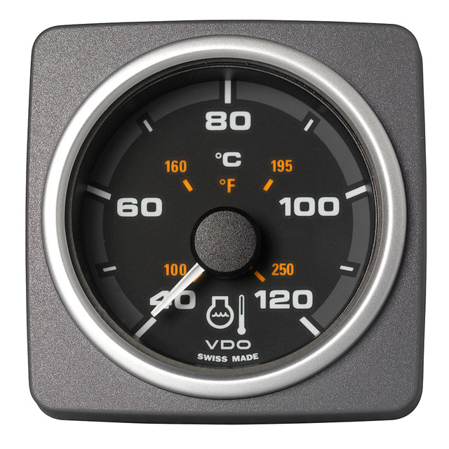 Veratron 52 MM (2-1/16") AcquaLink Coolant Temp Gauge 40 to120C - Black Dial Bezel Veratron 54.99 Explore Gear