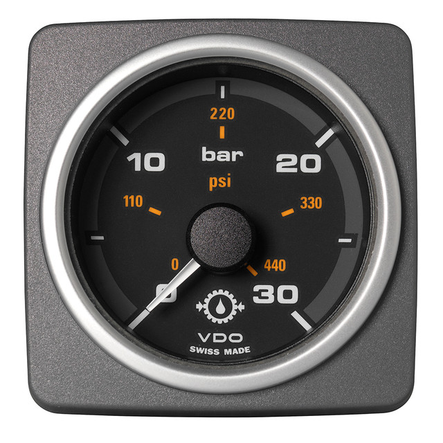 Veratron 52 MM (2-1/16") AcquaLink Transmission Oil Pressure 30 Bar/440 PSI - Black Dial Bezel Veratron 54.99 Explore Gear