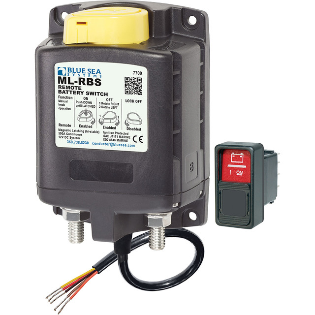 Blue Sea 7700 ML-Series Remote Battery Switch w/Manual Control 12VDC Blue Sea Systems 222.99 Explore Gear