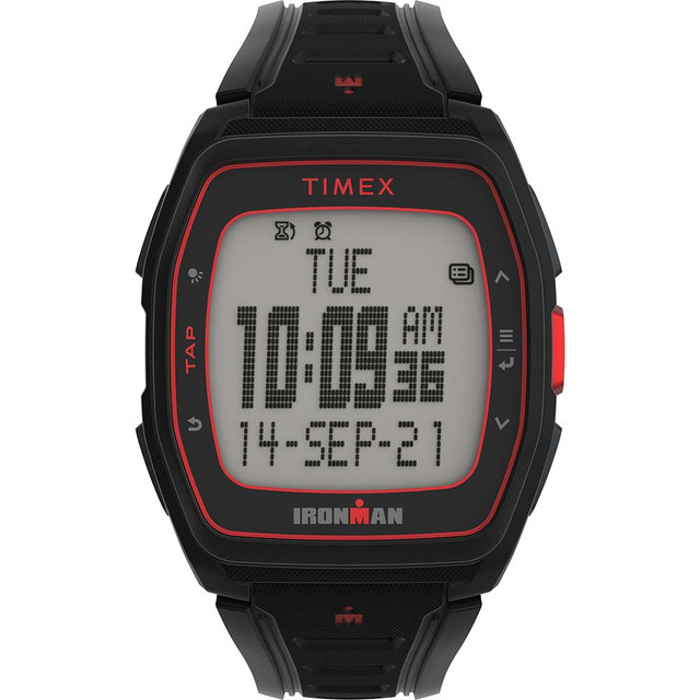 Timex IRONMAN T300 Silicone Strap Watch - Black/Red Timex 58.99 Explore Gear