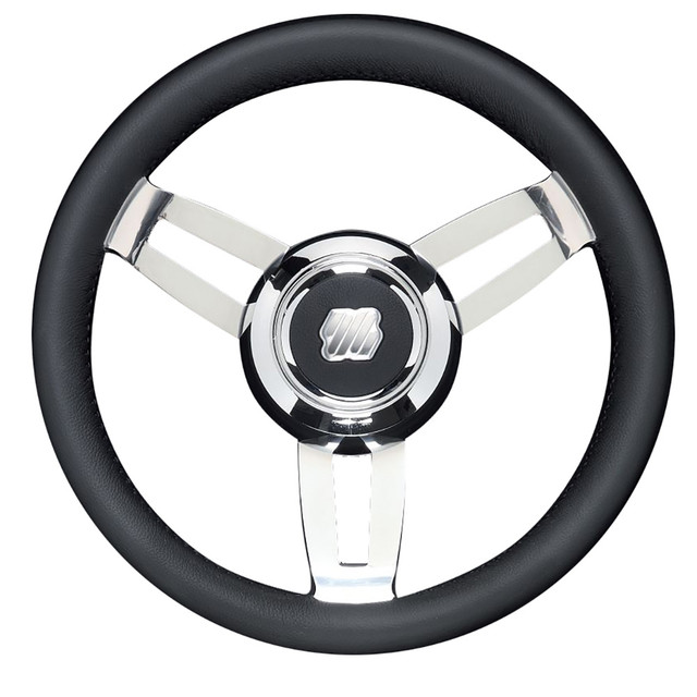 Uflex Morosini 13.8" Steering Wheel - Black Polyurethane w/Stainless Steel Spokes Chrome Hub Uflex USA 212.99 Explore Gear
