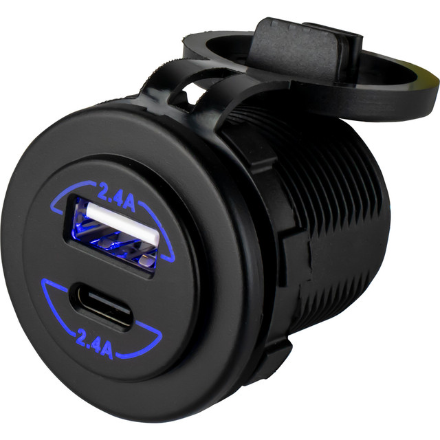 Sea-Dog Round Dual USB USB-C Power Socket Sea-Dog 26.99 Explore Gear