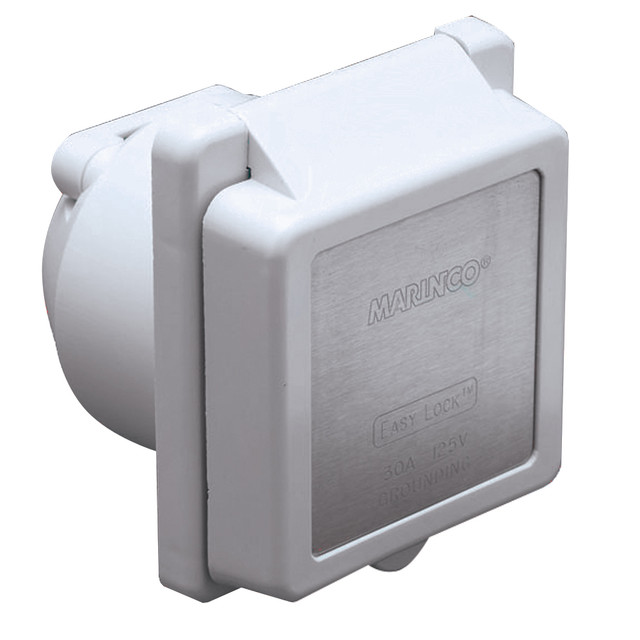 Marinco 301EL-B 30A Power Inlet - White - 125V Marinco 59.99 Explore Gear