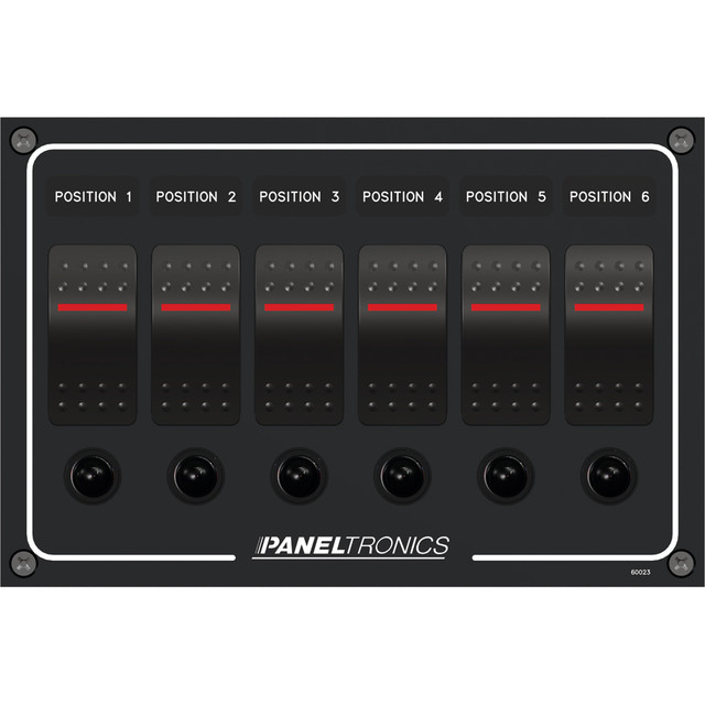 Paneltronics Waterproof Panel - DC 6-Position Illuminated Rocker Switch & Circuit Breaker Paneltronics 124.99 Explore Gear