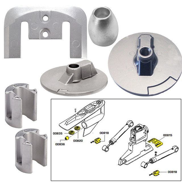 Tecnoseal Anode Kit w/Hardware - Mercury Bravo 3 2004-Present - Zinc Tecnoseal 60.99 Explore Gear