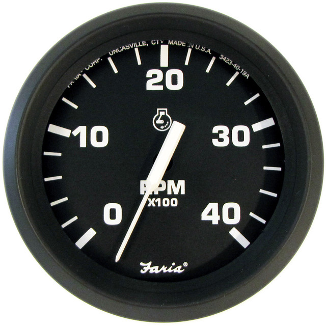 Faria Euro Black 4" Tachometer - 4000 RPM (Diesel) (Mechanical Takeoff) Faria Beede Instruments 101.99 Explore Gear