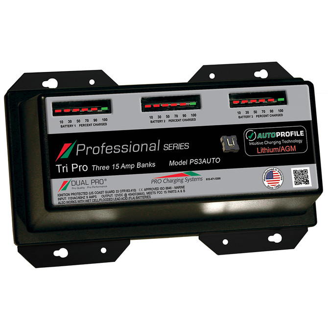 Dual Pro PS3 Auto 15A - 3-Bank Lithium/AGM Battery Charger Dual Pro 672.99 Explore Gear