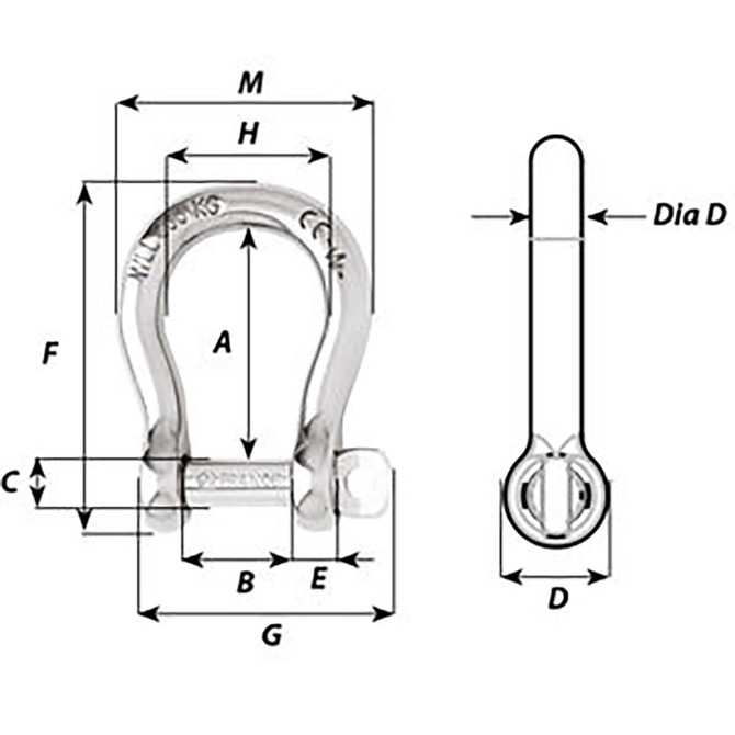 Wichard Self-Locking Bow Shackle - Diameter 4mm - 5\/32"