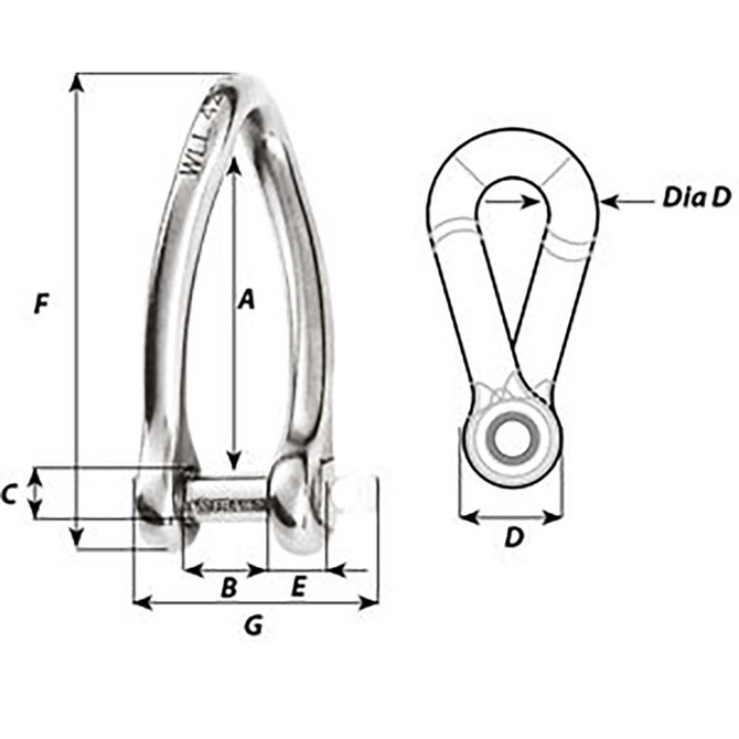 Wichard Captive Pin Twisted Shackle - Diameter 8mm - 5\/16"