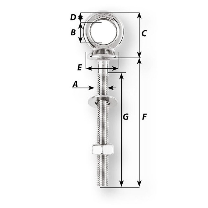 Wichard Eye Bolt - Diameter 15\/32" - Length 2-3\/8"