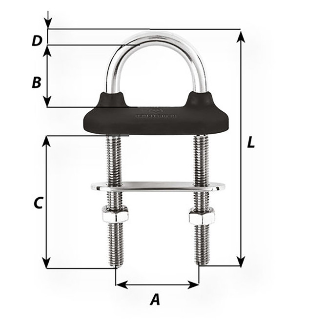 Wichard Black Watertight U-Bolt - 8mm Diameter - 5\/16" - 80mm Length - 3-5\/32"