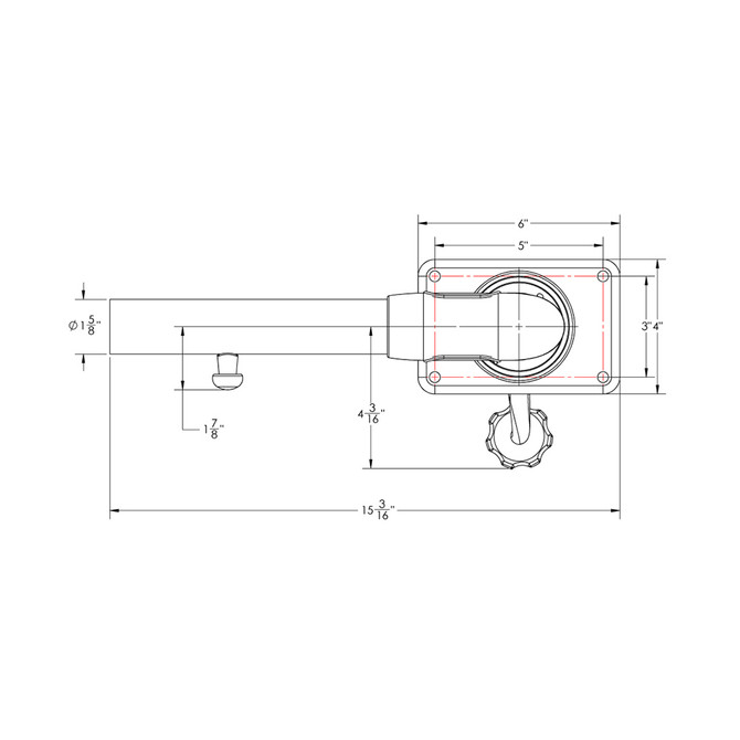 TACO Grand Slam 380XL Outrigger w\/Offset Handle f\/Hard Tops up to 4-1\/2" Thick