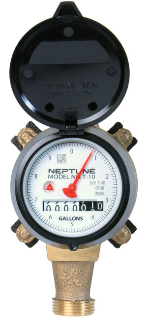 Details about   Neptune 5/8x3/4 T-10 Brass Water Meter Direct Read Gallon 