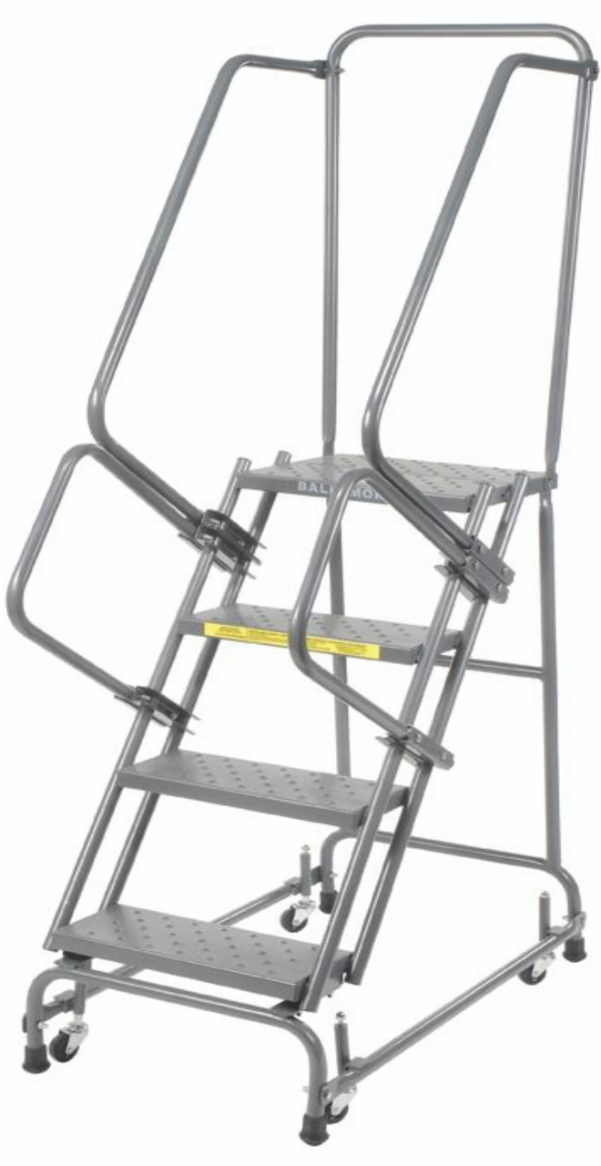 4 Step Standard Rolling Ladders - Expanded Metal Tread