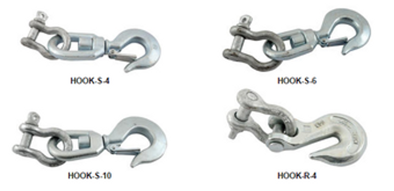 Vestil 9 1/2 x 3 1/2 x 1 1/2 Steel Swivel Hook with Shackle HOOK-S-4 -  4000 lb. Capacity